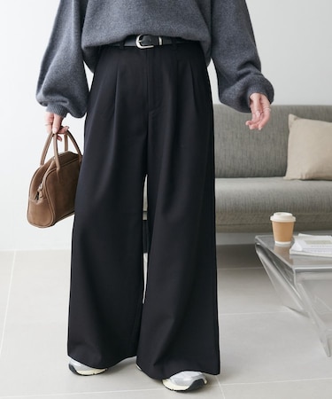 【こなれ感と快適さを両立】ウールブレンドワイドパンツ