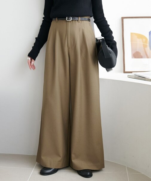 【こなれ感と快適さを両立】ウールブレンドワイドパンツ