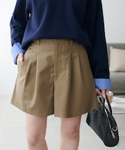 【洗濯可能/美シルエット】ウールブレンドショートパンツ