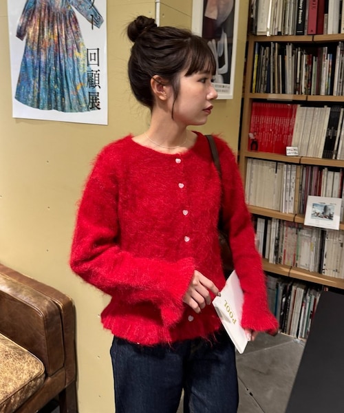 umm.】ハート釦フリルニットカーデ｜ディスコートの通販｜&mall