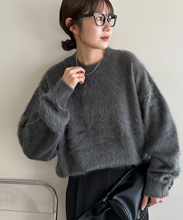 【ユニセックス】アンゴラミックスシャギーオーバーニット