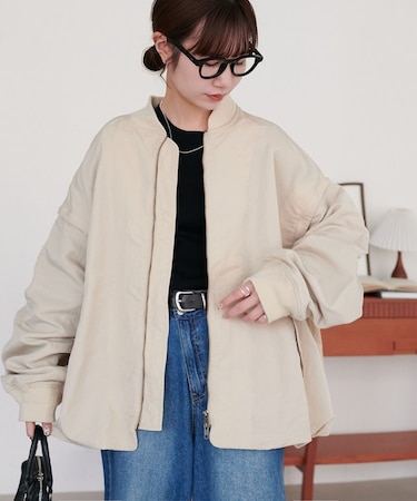 【軽量/袖取り外し可/ユニセックス】ライトメモリー2WAYボンバーブルゾン