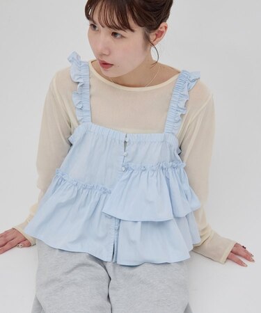 【umm.】アシメフリルキャミブラウス