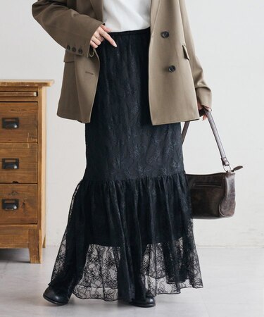 【SS先行予約】レース切替ギャザースカート