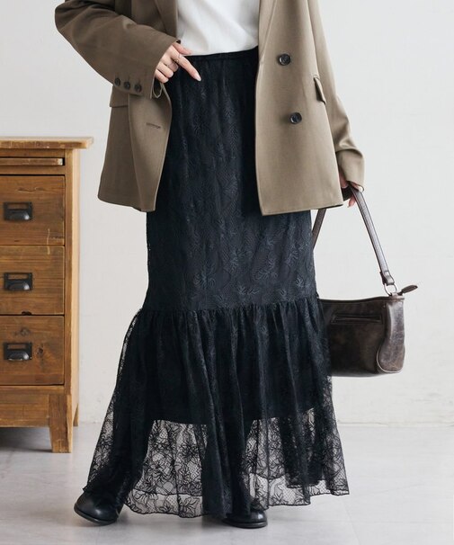 【SS先行予約】レース切替ギャザースカート