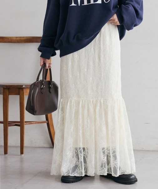 【SS先行予約】レース切替ギャザースカート