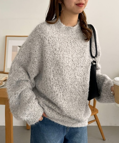 【ユニセックス】メランジシャギーニット