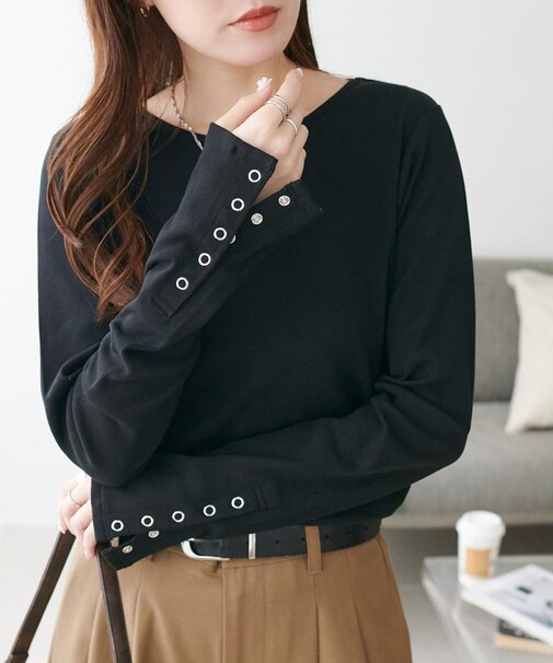 【SS先行予約】リブ袖口ボタンロングスリーブ《WEB限定カラーあり》