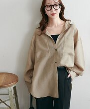 シアー黒釦ビッグシャツ