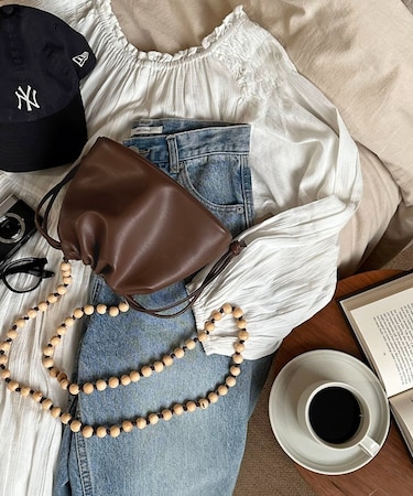 ビーズストラップドロストショルダーバッグ