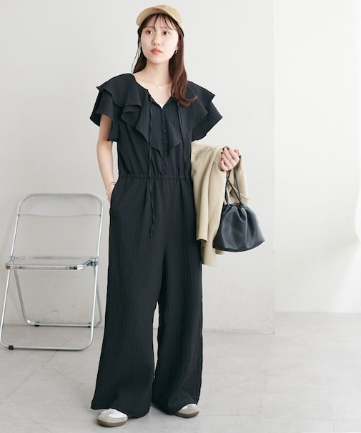 【SS先行予約】ジャガードフリルサロペット