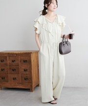 【SS先行予約】ジャガードフリルサロペット