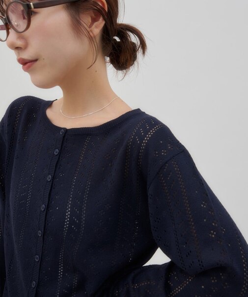 【umm.】アイレットフリルニットカーディガン