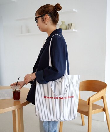 ストライプロゴトートバッグ