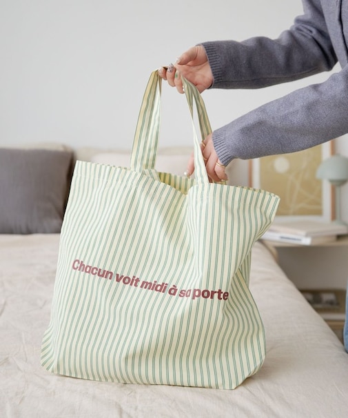 ストライプロゴトートバッグ