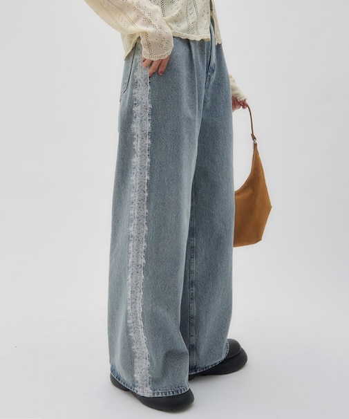 【SS先行予約/umm.】サイドレースデニムワイドパンツ《サイズ展開あり》