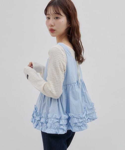 【umm.】裾フリルノースリブラウス