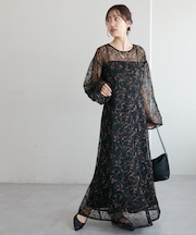 【オケージョン】レース刺繍ワンピース