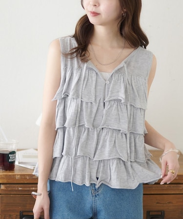 前後2WAYフリル前開きベスト