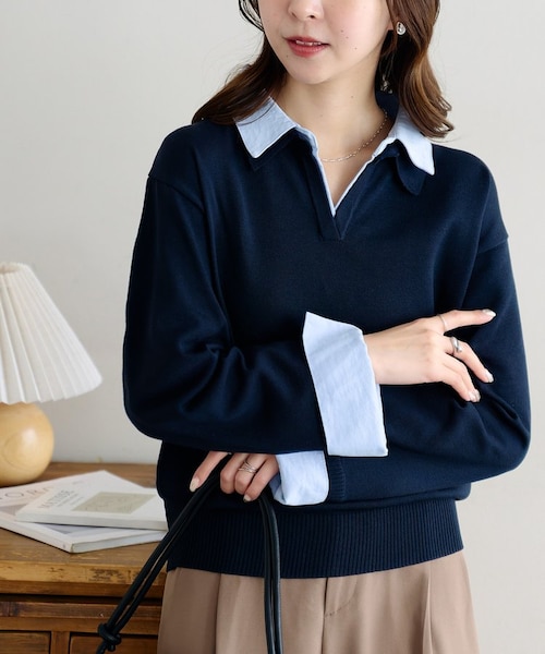 シャツレイヤード風プルオーバー｜ディスコートの通販｜&mall（アンド