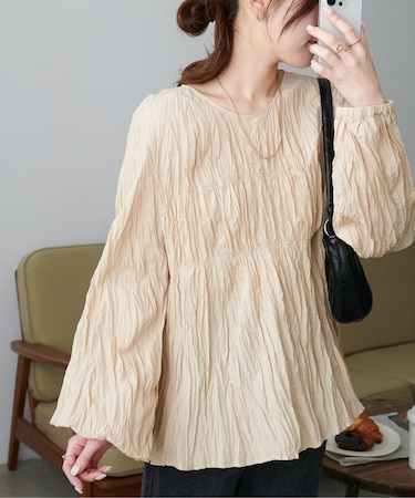【リバイバル】ワッシャーシャーリングブラウス