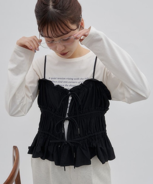 【umm.】ギャザーリボンキャミ《WEB限定カラーあり》