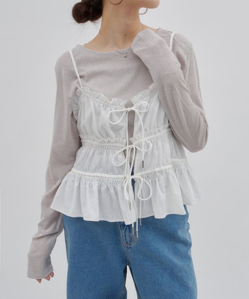 【umm.】ギャザーリボンキャミ《WEB限定カラーあり》