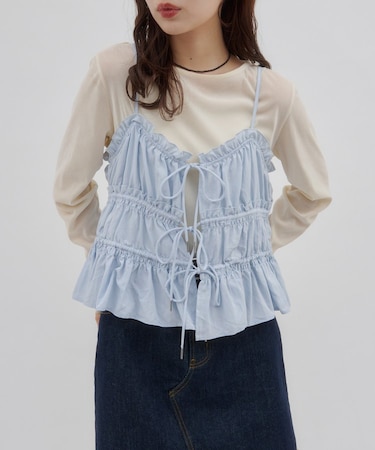 【umm.】ギャザーリボンキャミ《WEB限定カラーあり》