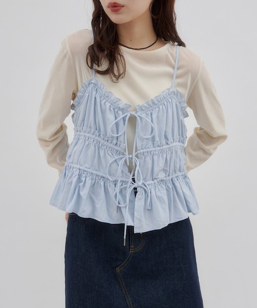 【umm.】ギャザーリボンキャミ《WEB限定カラーあり》