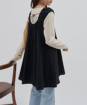 【umm.】肩ギャザーリボンチュニック