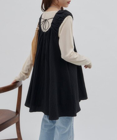 【umm.】肩ギャザーリボンチュニック