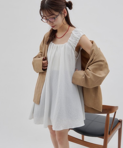 【umm.】肩ギャザーリボンチュニック