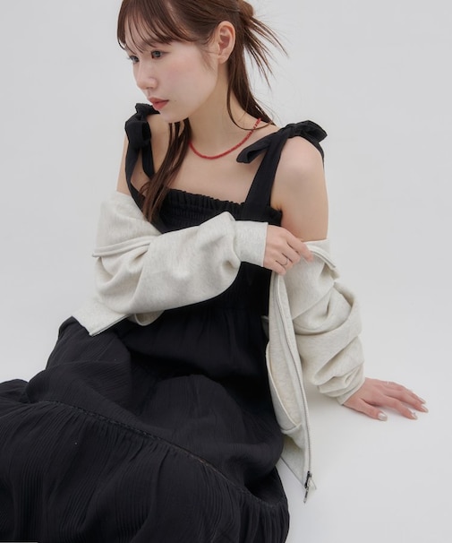 【umm.】肩リボンティアードワンピース