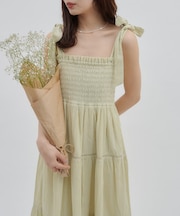 【umm.】肩リボンティアードワンピース