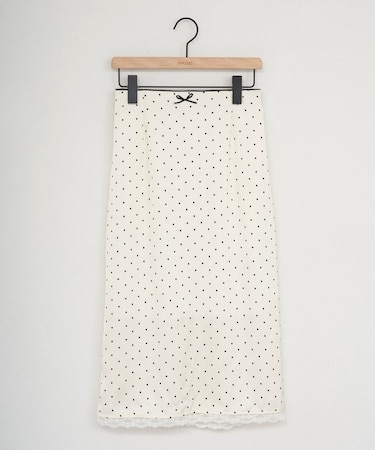 【umm.】ドット柄サテンナロースカート