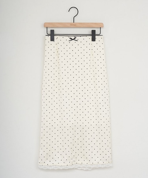 【umm.】ドット柄サテンナロースカート