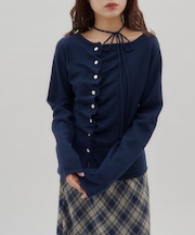 【umm.】チョーカー付きドレープデザインカーデ