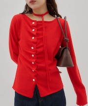 【umm．】チョーカー付きドレープデザインカーデ