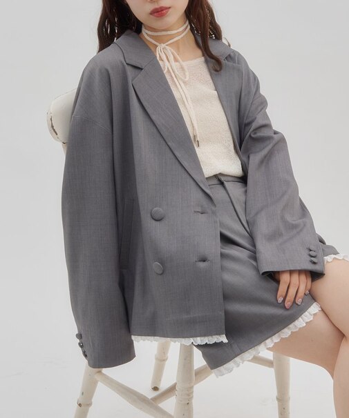 【umm./セットアップ対応】裾レースジャケット