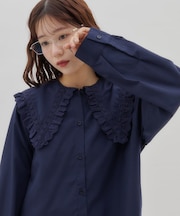 【umm.】ビッグカラーレースシャツ