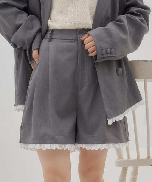 【umm./セットアップ対応】裾レースショートパンツ