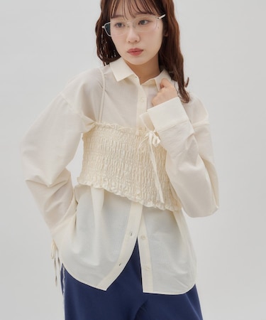 【umm.】キャミセットストライプシャツ