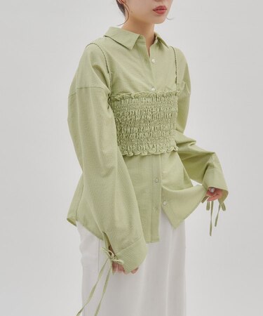 【umm.】キャミセットストライプシャツ