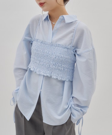 【umm.】キャミセットストライプシャツ