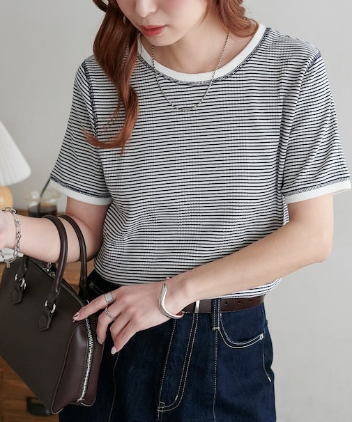 リンガーボーダー5分袖