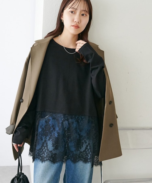 裾レースロングスリーブ