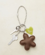 【GOLDY】レザー調フラワーキーチャーム