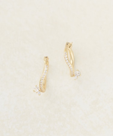 【GOLDY】パールストーンニュアンスフープピアス