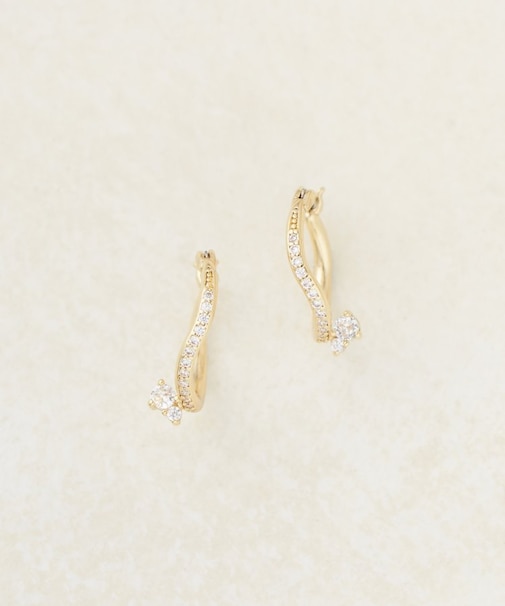 【GOLDY】パールストーンニュアンスフープピアス