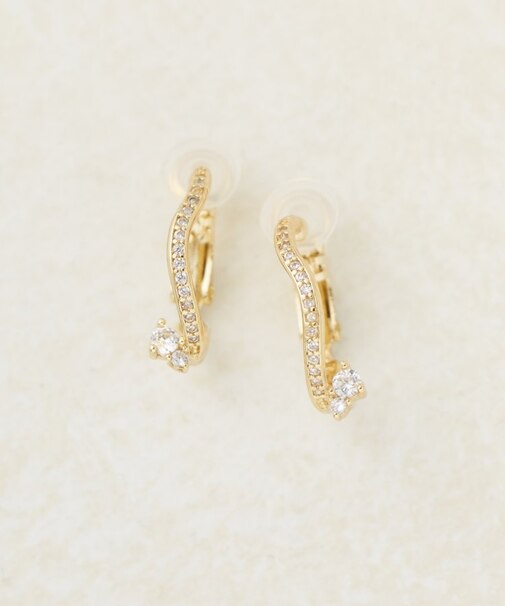 【GOLDY】パールストーンニュアンスフープイヤリング